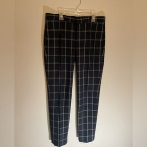Banana Republic Women's Navy Plaid Straight Leg Pants